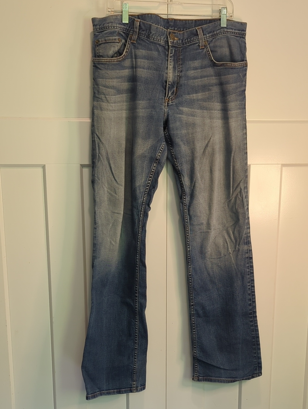 Vintage 1990/2000 Armani Exchange Men's Faded Blue Bootcut Jeans